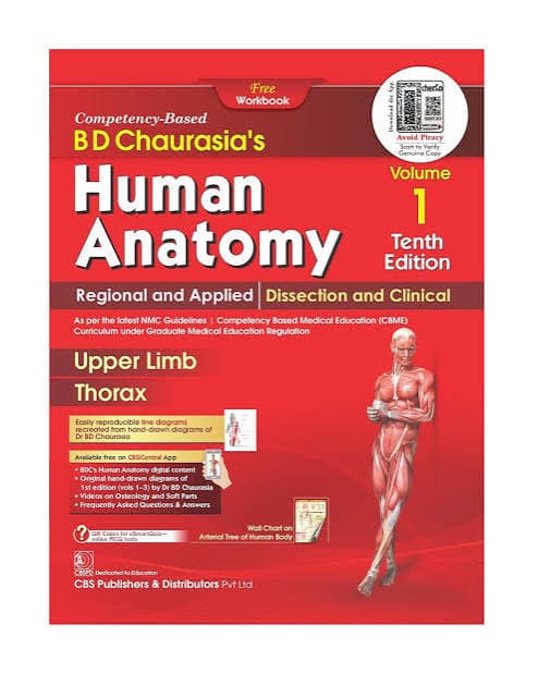 BD Chaurasia's Human Anatomy Volume 1: Upper Limb & Thorax, Tenth Edition 2026 (CBS Publishers)