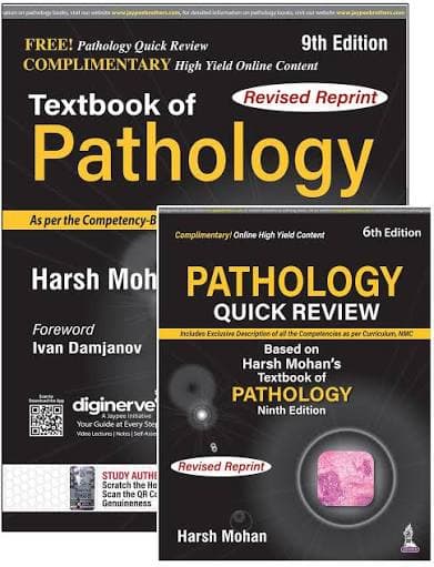 Textbook of Pathology (9th Edition, Revised Reprint) with Free Pathology Quick Review (6th Edition) by Harsh Mohan — Set of 2 Books (Jaypee Brothers Medical Publishers)
