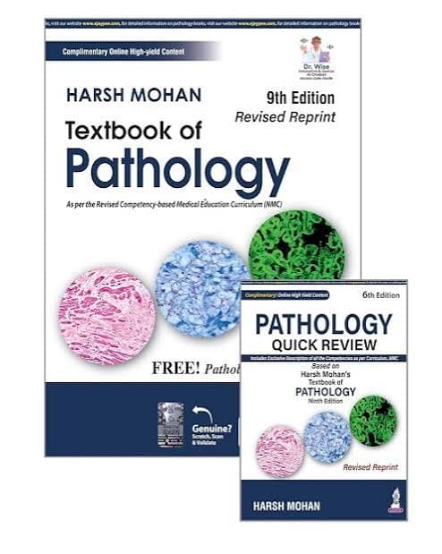 Harsh Mohan Textbook of Pathology, 9th Edition (Revised Reprint) — With Free Pathology Quick Review, 6th Edition (Medical Textbook) — Harsh Mohan (Jaypee Brothers Medical Publishers)