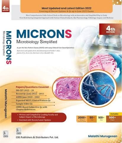 MICRONS: Microbiology Simplified, 4th Edition (PG Entrance / NExT Review Book) — Dr. Malathi Murugesan (CBS Publishers & Distributors)