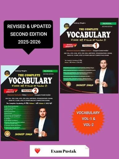 Jaideep Singh's The Complete Vocabulary Volume 1 & 2 Combo Set — Revised & Updated Second Edition 2025-2026, Bilingual (English + Hindi)